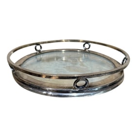 Vintage Antique Small Service Tray With Mirror