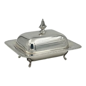 Vintage Sheffield Silver Co. Silverplate Covered Butter Dish With Glass Liner