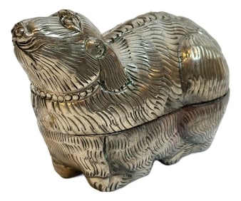 Antique Asian Silver Betel Nut Box in Foo Lion Form Southeast Asia