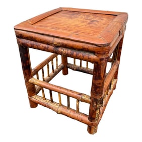 Mid 1900s Asian Dry-Joint Tortoise Bamboo Planter Stand
