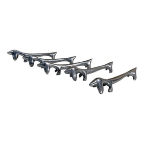 Set of Five Italian Vintage Silver-Plated Dachshund Dog Knife Rest Mid-Century