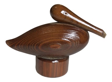 1970s Hand Carved Wooden Duck