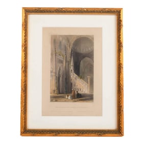 Antique Hand-Colored "The Mihrab of the Mosque of Sulèimaniè" Print