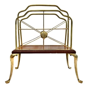Mid 20th Century Hollywood Regency Brass Scallop Art Nouveau Magazine Rack