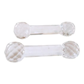 Vintage Crystal Knife Rests – Faceted Glass Dining Table Utensil Holders- a Pair