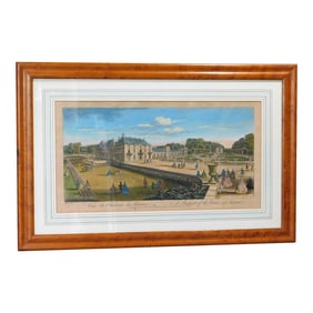 Rare Antique Hand Colored Lithograph Print Chateau Seaux C 1775 Carington Bowles Framed Matted 18th