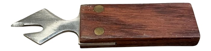 1970s Japan Rosewood & Stainless Steel Sculptural Bottle Opener