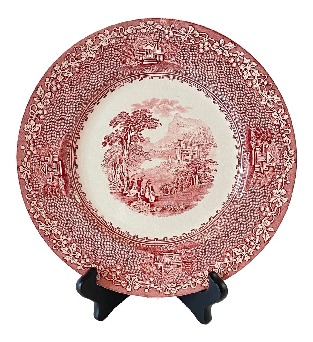Mid-Century Royal Staffordshire Jenny Lind Pink Dinner Plate: Midcentury Royal Staffordshire Jenny Lind pink dinner plate. This classic design is in good vintage condition, with imperfections on the back that gives away her age (see pictures). Measures 10" acros