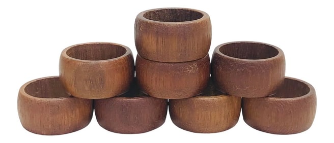 MidCentury Modern Wooden Napkin Rings - Set of 8