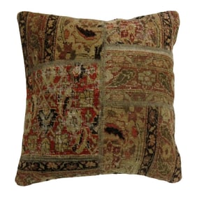 20th Century Antique Tabriz Square Size Patchwork Style Rug Pillow