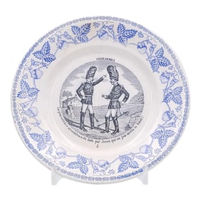 Circa 1820 Creil Blue and Black Bowl, France