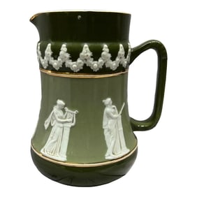 1890s W. & R. Carlton Ware Jasperware Style Jug With Pewter Lid