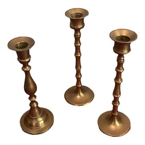 1970s Brass Candleholders- Set of 3
