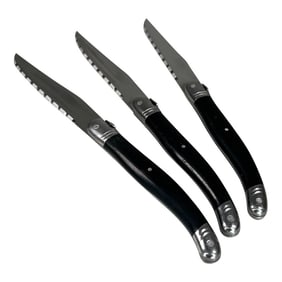 1980s Laguiole Barenthal Barenthal L'Art Et La Table Black Steak Knives - Set of 3