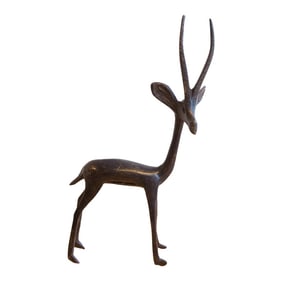 Vintage African Right Facing Gazelle With Dark Patina