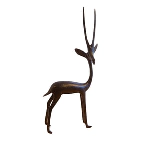 Vintage African Right Facing Gazelle With Dark Patina