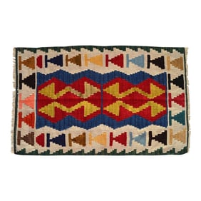 Turkish Hand-Woven Mini Kilim Rug Flat Weave Oushak Rug - 25" X 41"