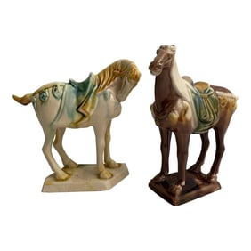 1980’s Miniature Tang Style Chinoiserie Horses - a Pair