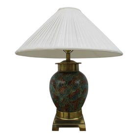 Vintage 1980's Frederick Cooper Ginger Jar Lamp With Brass Base -Original Shade