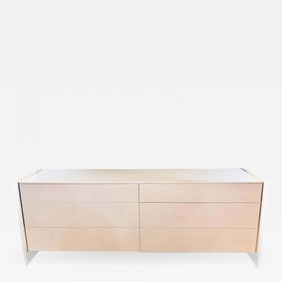 Mid-Century Modern White Dresser or Commode with Lucite Sides by John Stuart