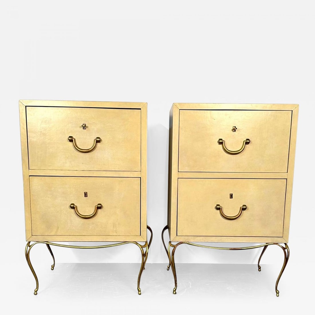 Pair Large Mid-Century French Parchment Commodes, Chests or Cabinets, 1950s (1 of 12)