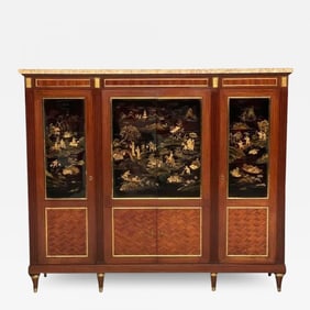 Louis XVI Chinoiserie Dry Bar, Bookcase Cabinet in Fashion of Maison Jansen