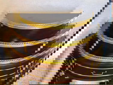 Pair of Russian Neoclassical Style Demilune End Tables or Nightstand Commodes