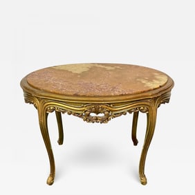 Louis XV Style French Center, End Table, Giltwood, Marble Top, Accent Table