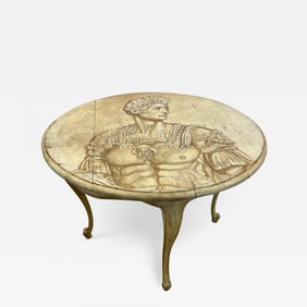 Mid-Century Modern Hand Painted Italian Center Table, Fornasetti Style