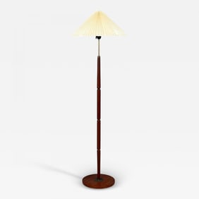 Danish Modern, Teak, Brass, Paper, Floor Lamp, Denmark, 1960s