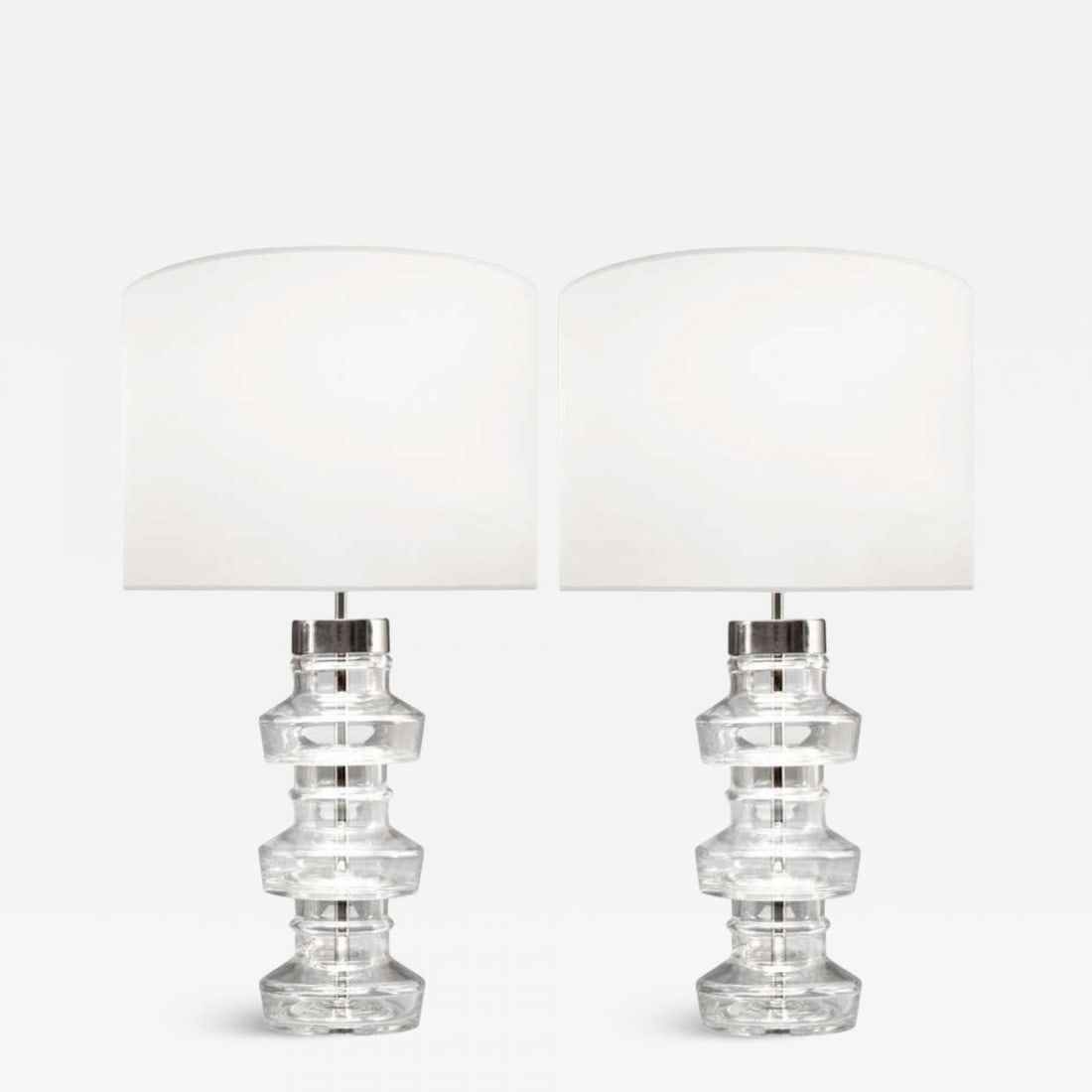 Carl Fagerlund, Swedish Modern, Nickel, Glass, Table Lamps, Sweden, 1980s (1 of 7)