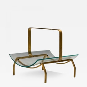 Fontana Arte, Italian Mid-Century Modern, Magazine Rack, Brass, Glass, 1970s
