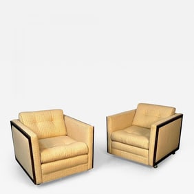 Pair Mid-Century Modern Lounge / Club Chairs, George Nelson Style, Box-Form