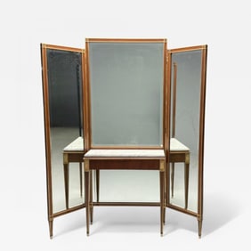 Maison Jansen, Hollywood Regency, Vanity Mirror, Mahogany, Glass, France, 1940s