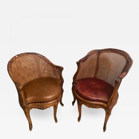 Two 18th Century French Caned Bergere de Bureau, a Compatible Pair