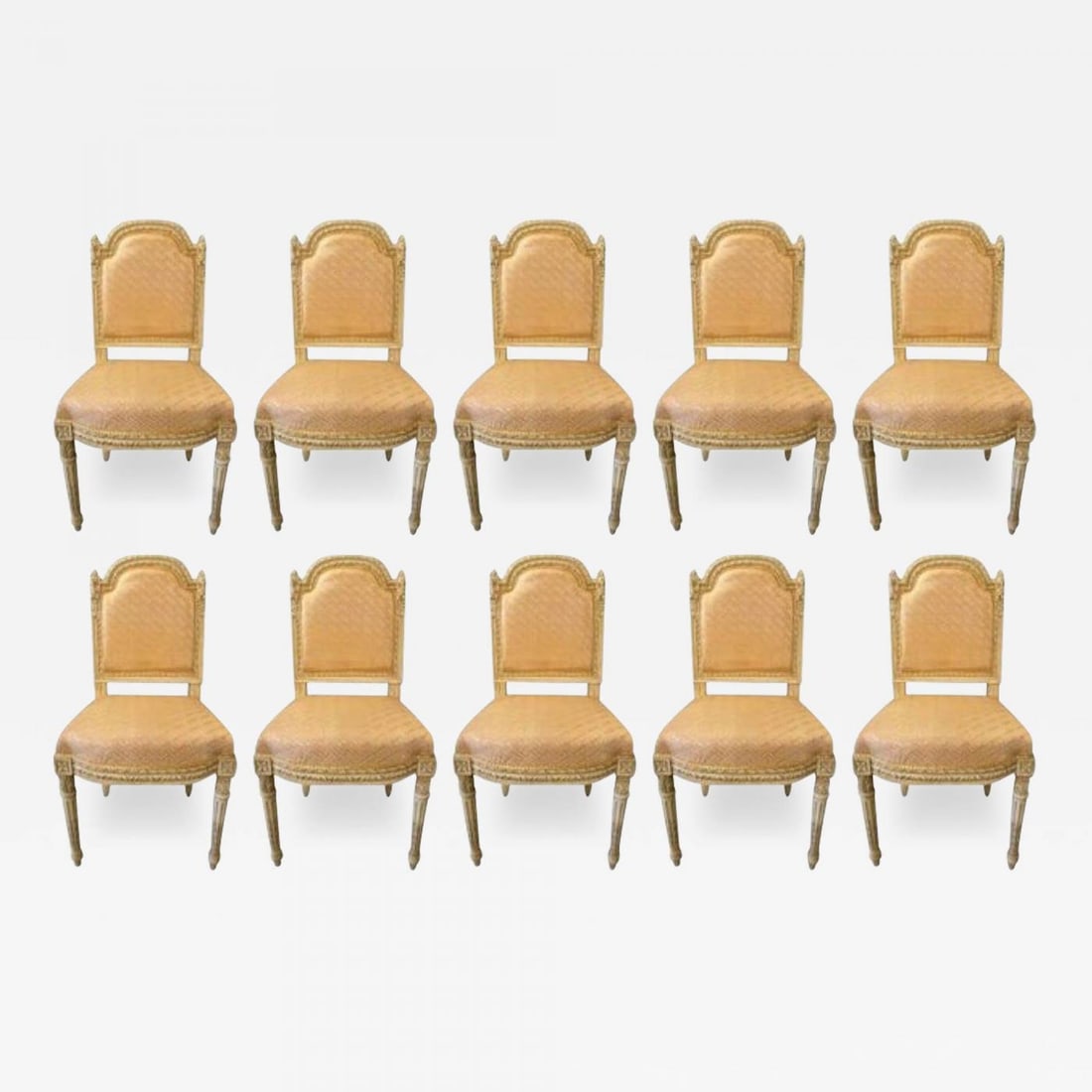 10 Swedish Louis XVI Style Dining / Side Chairs Painted Carved Frames New Fabric (1 of 12)