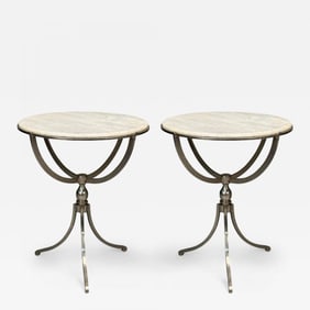 Neoclassical Style, Steel, Marble, End Tables, USA, 20th c.