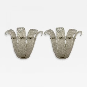 Pair of Murano Glass Wall Sconces by Barovier & Toso, Fleur de Lis, Mid-Century