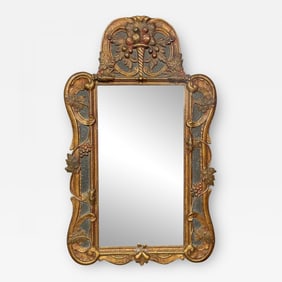 Gustavian Italian Wall, Console Mirror, Cornucopia Motif, Parcel Gilt Decorated