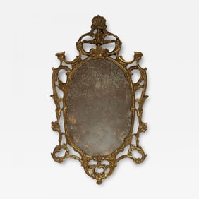 Italian Rococo Giltwood Wall or Console Mirror, Distressed
