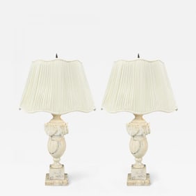 Italian Neoclassical, Marble, Alabaster, Brass, Table Lamps, Italy, 1940s