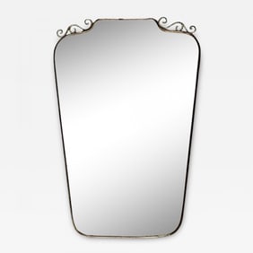 Gio Ponti Attr, Italian Mid-Century Modern, Wall Mirror, Patinated Brass, 1950s