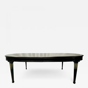 Maison Jansen Louis XVI Dining Table, Conference, Ebony, Bronze, French 1930s