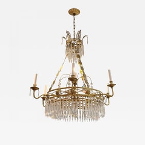 Russian Neoclassical, Bronze, Crystal, Chandelier, Italy, 1950s
