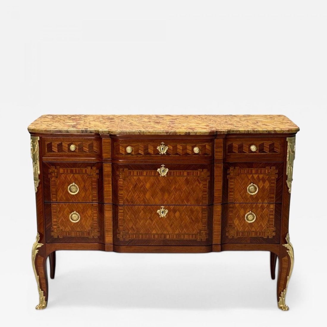 Louis XV Style, Block Front French Commode, Kingwood, Bronze, 19th Century (1 of 12)