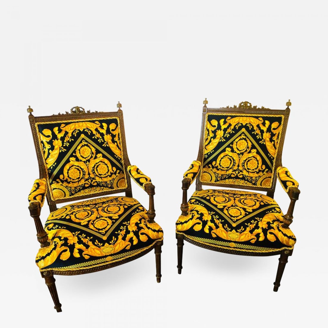 Pair of 19th-20th Century Louis XVI Style Carved Armchairs (1 of 12)