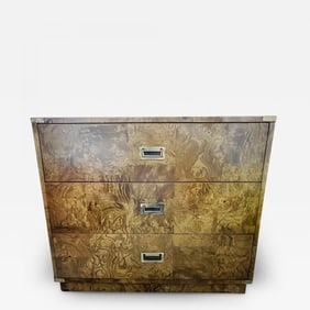 A Burlwood Campaign Chest, Nightstand or End Table.