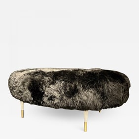 Mid-Century Modern Ottoman / Foot-Stool by Bradley Hughes, Sheepskin Upholstery