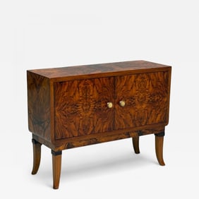 Emilio Lancia attr., Italian Modern, Walnut Root, Brass, Commode, Italy, 1930s