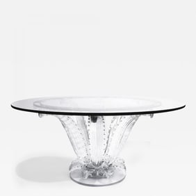 Lalique, Modern Cactus Center Table, Clear Crystal, 72" Glass, France, 1984
